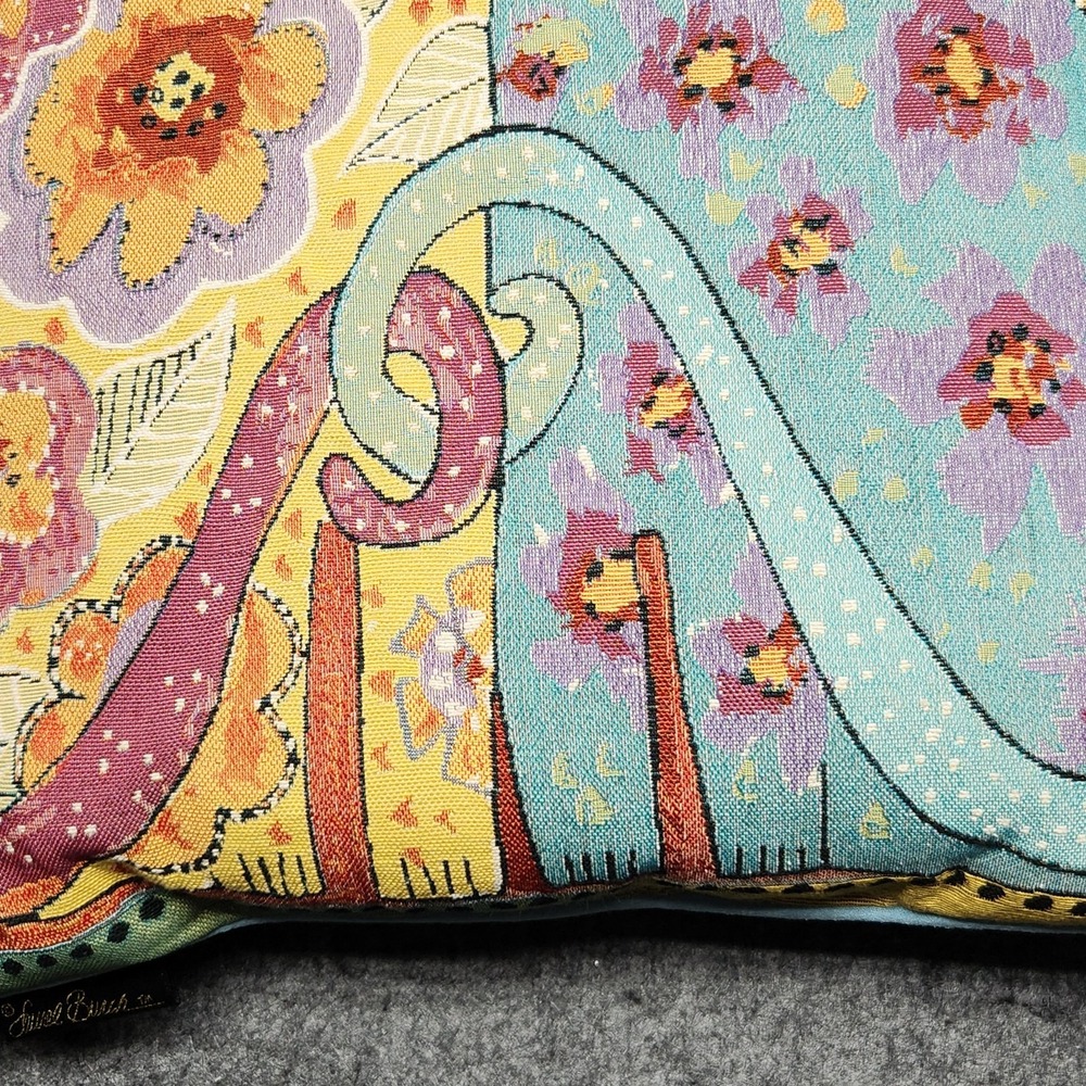 Laurel Burch Cat Dog Twisted Tail Tapestry Square Throw Pillow Faux Suede 17x17 - Picture 3 of 7